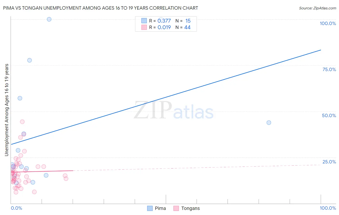 Pima vs Tongan Unemployment Among Ages 16 to 19 years