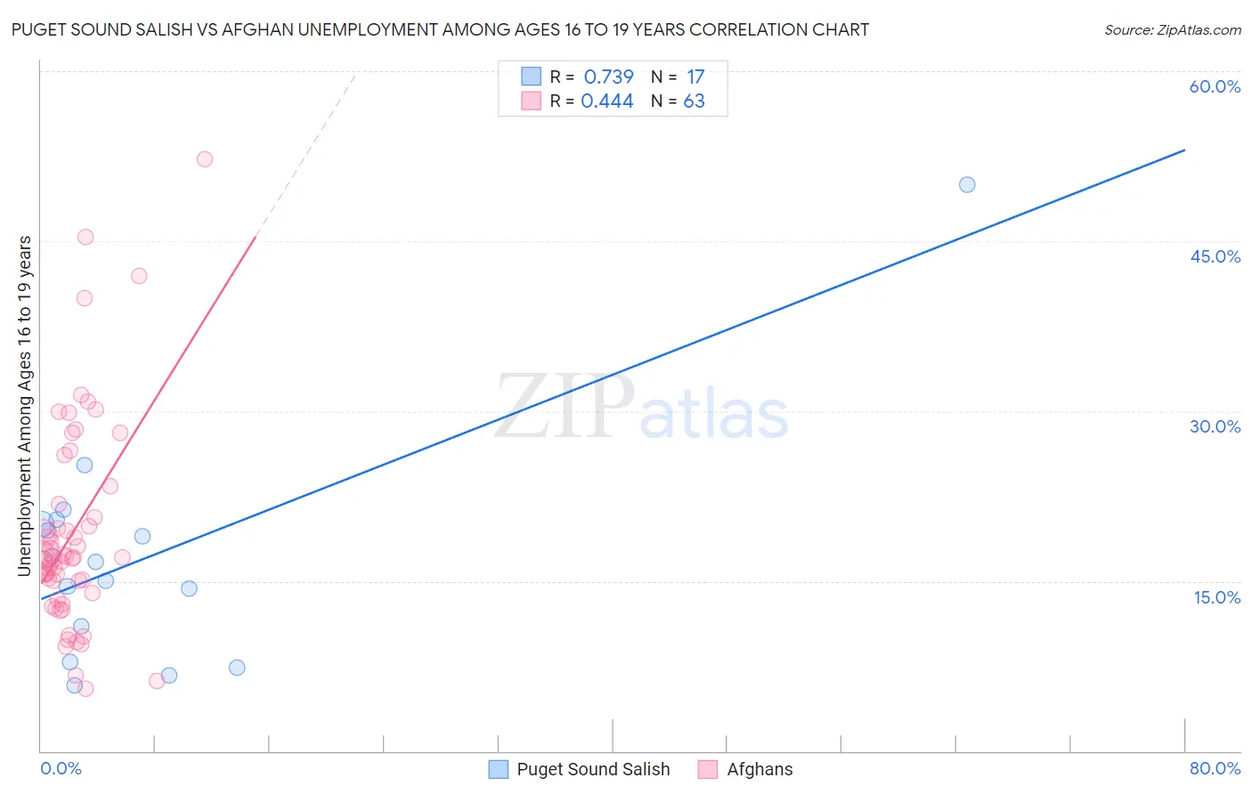 Puget Sound Salish vs Afghan Unemployment Among Ages 16 to 19 years