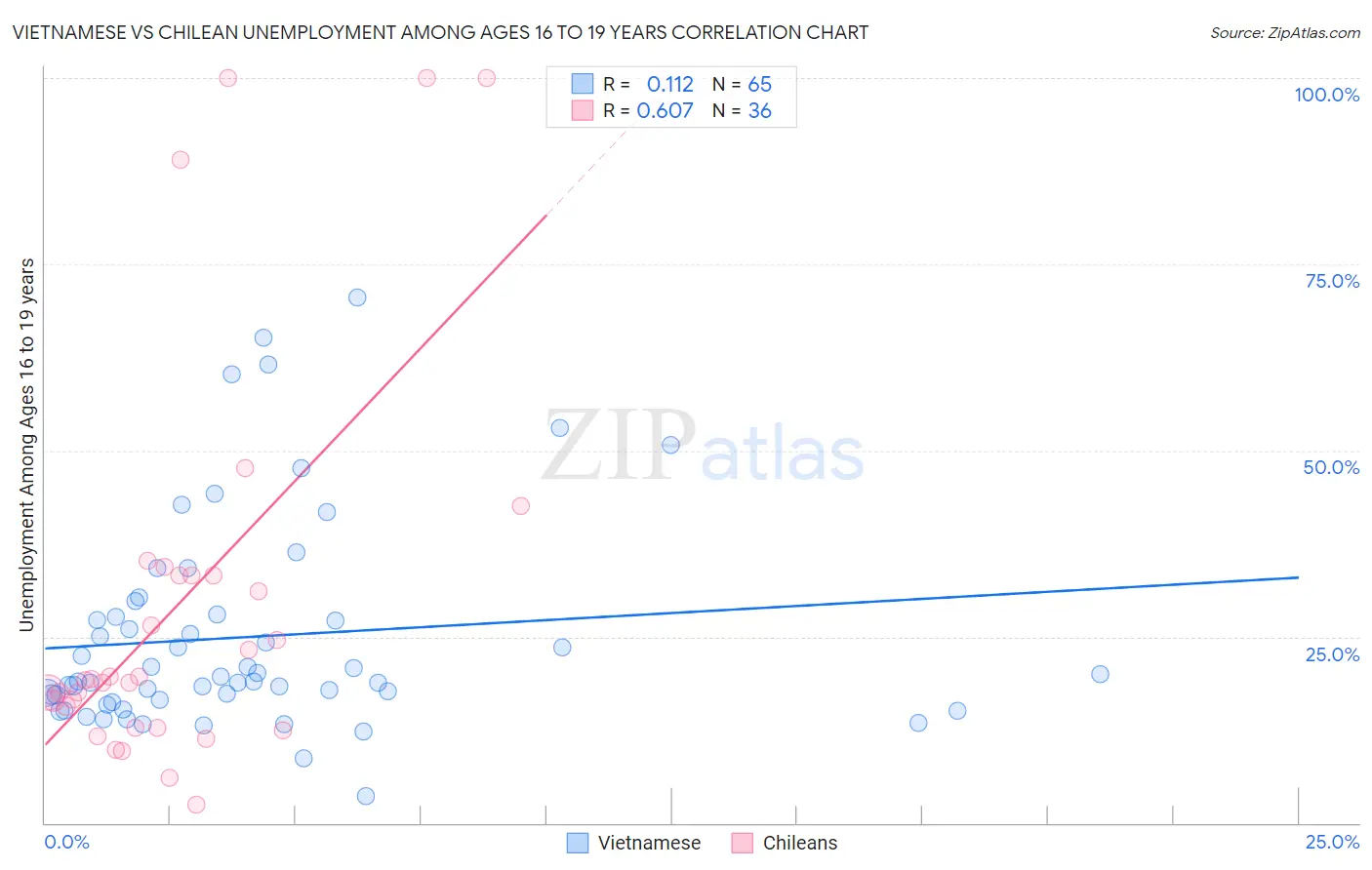 Vietnamese vs Chilean Unemployment Among Ages 16 to 19 years