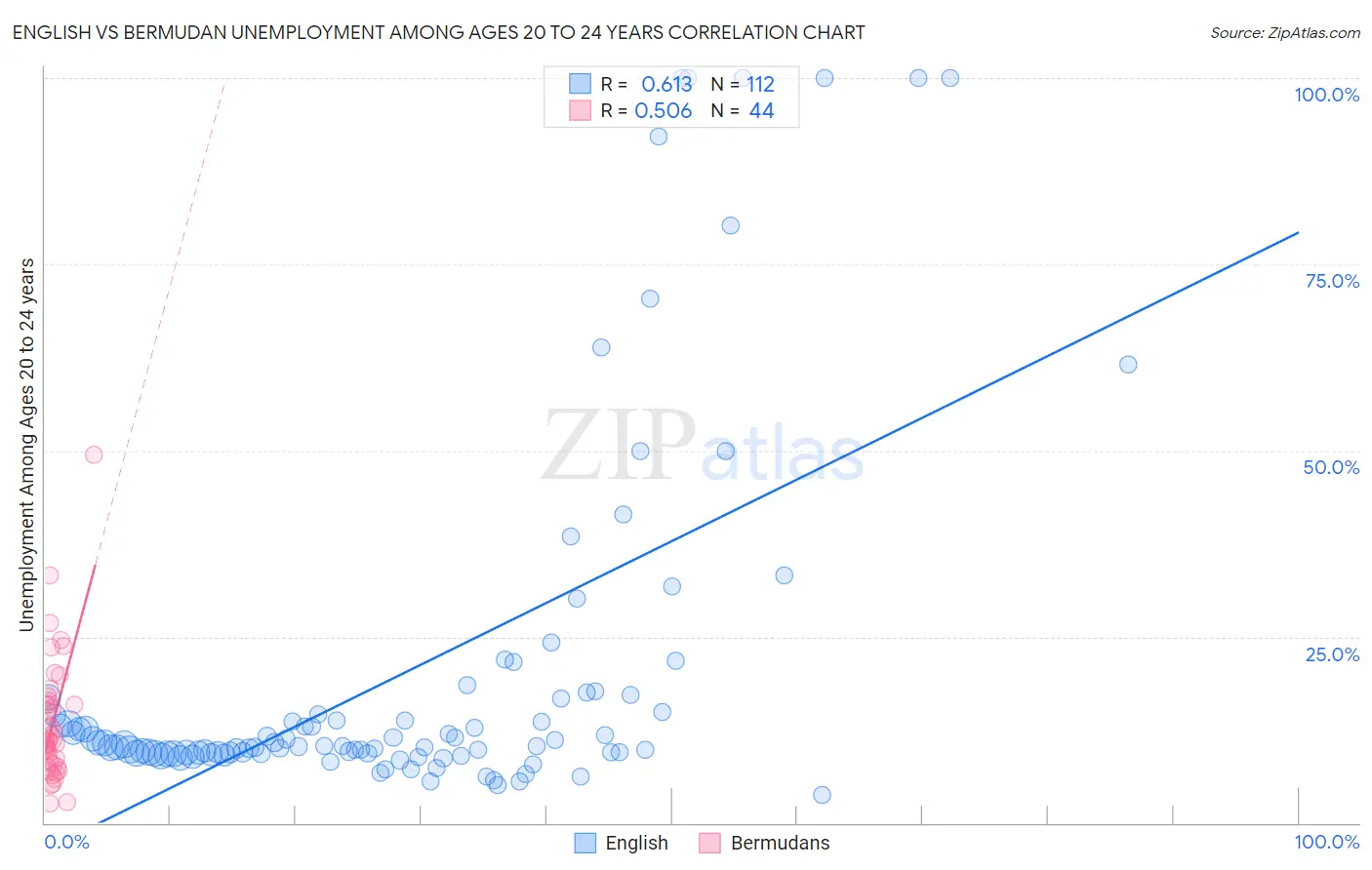 English vs Bermudan Unemployment Among Ages 20 to 24 years