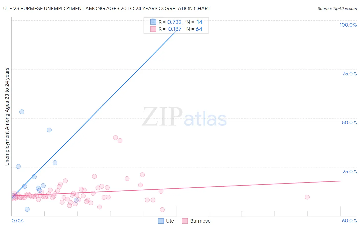 Ute vs Burmese Unemployment Among Ages 20 to 24 years