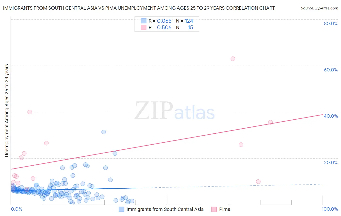 Immigrants from South Central Asia vs Pima Unemployment Among Ages 25 to 29 years
