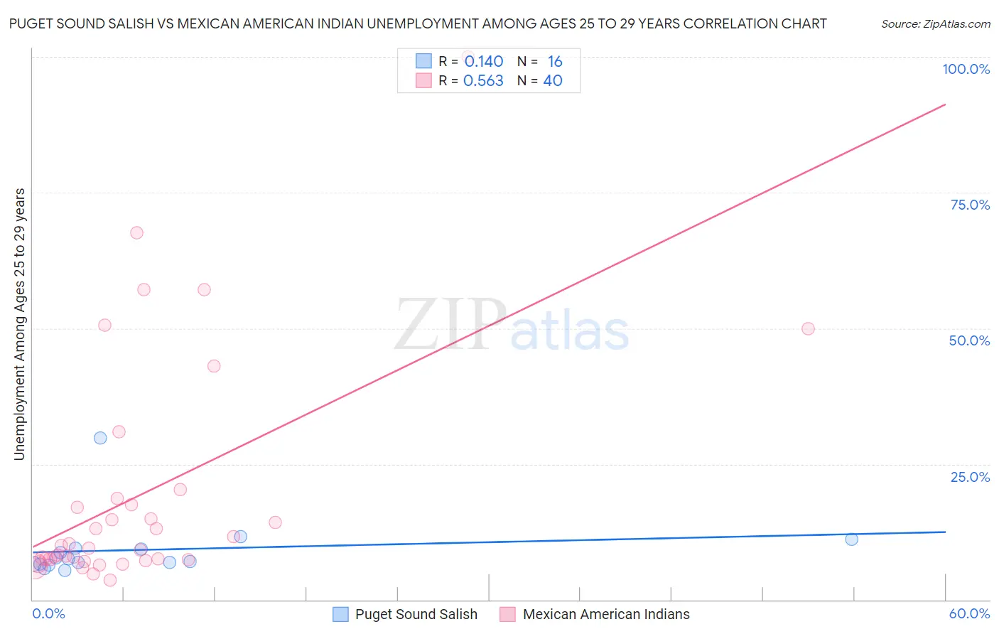 Puget Sound Salish vs Mexican American Indian Unemployment Among Ages 25 to 29 years