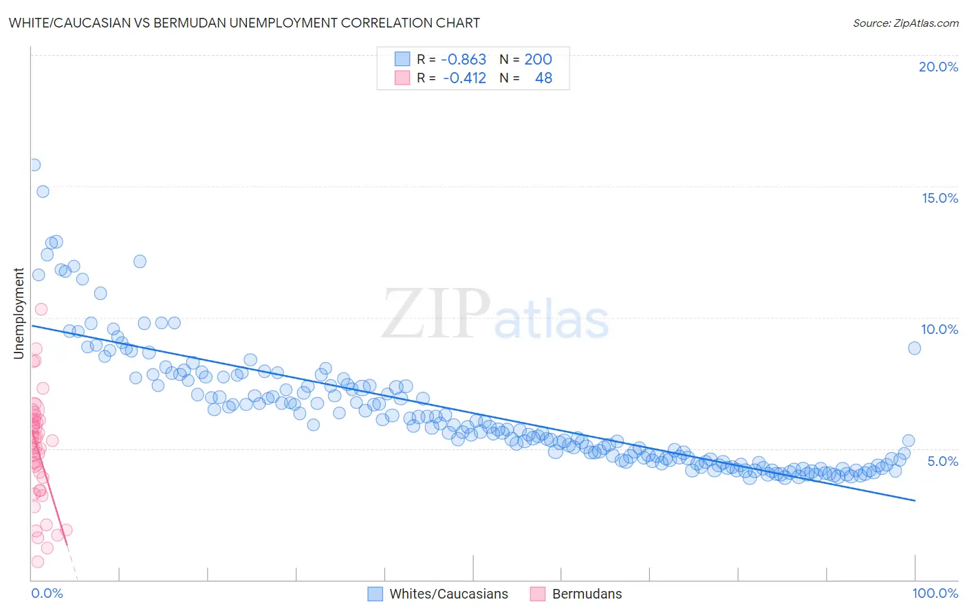 White/Caucasian vs Bermudan Unemployment