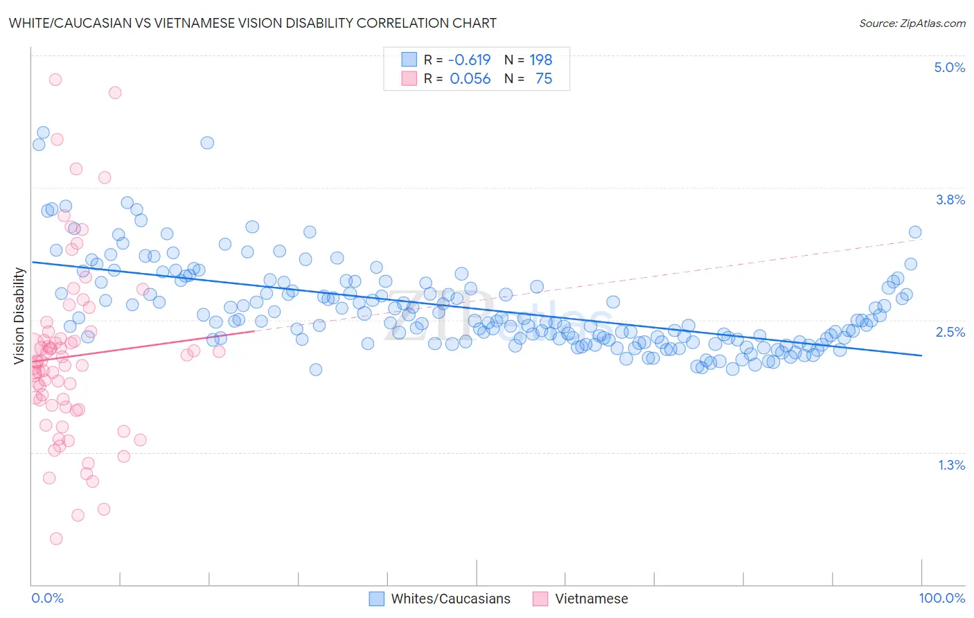 White/Caucasian vs Vietnamese Vision Disability