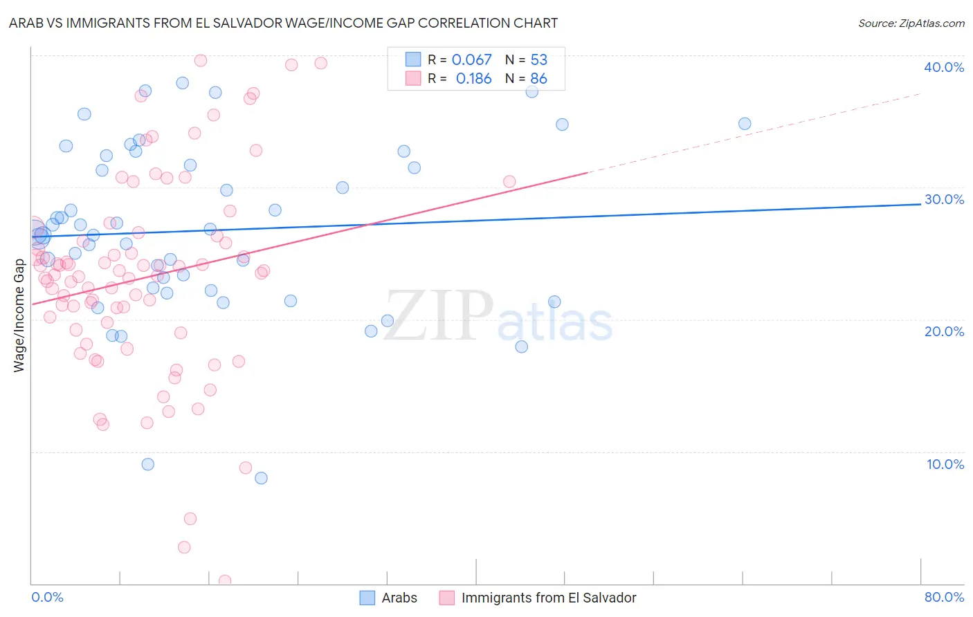 Arab vs Immigrants from El Salvador Wage/Income Gap
