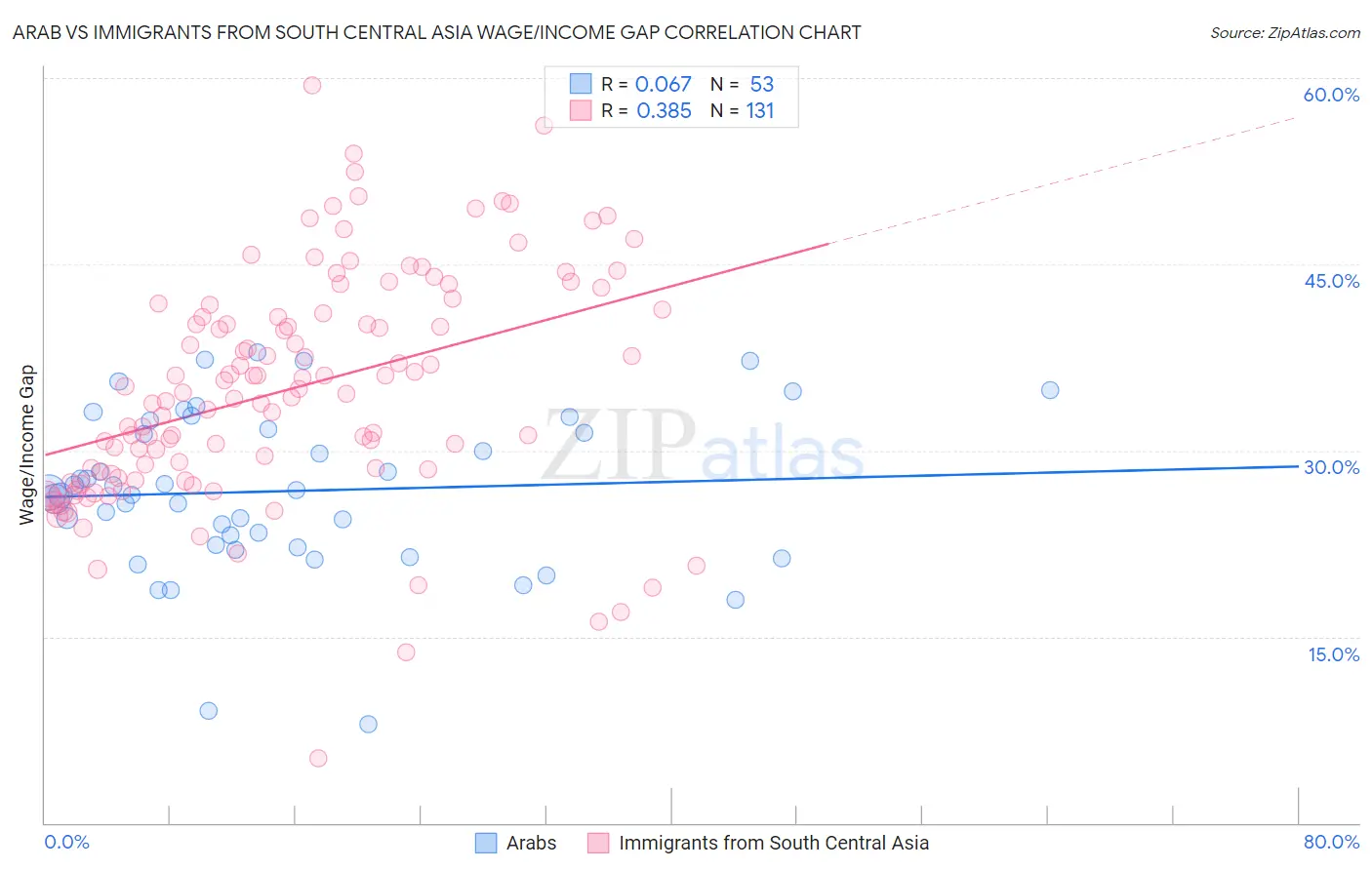 Arab vs Immigrants from South Central Asia Wage/Income Gap