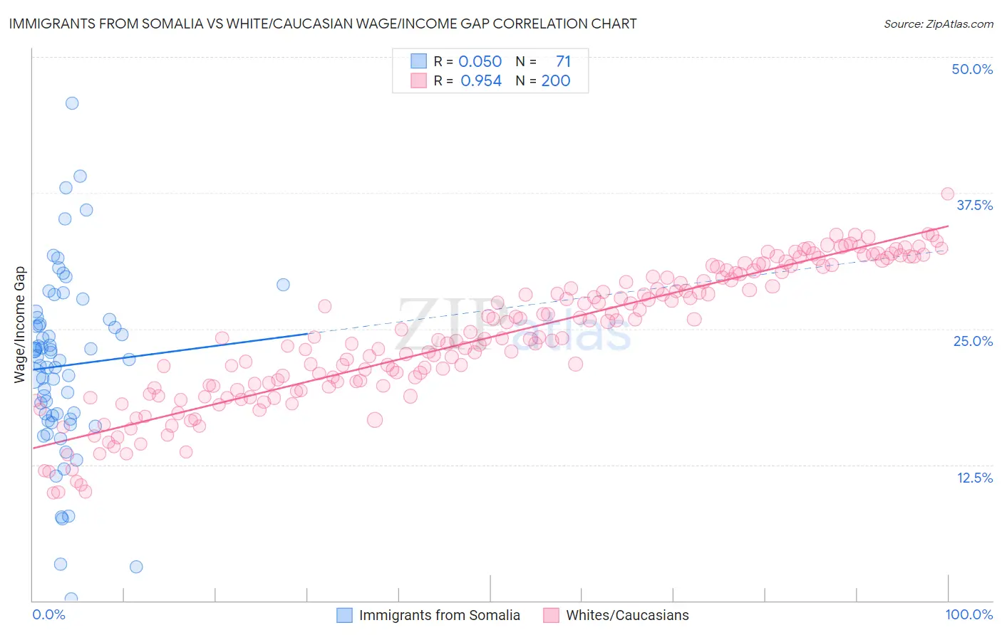 Immigrants from Somalia vs White/Caucasian Wage/Income Gap