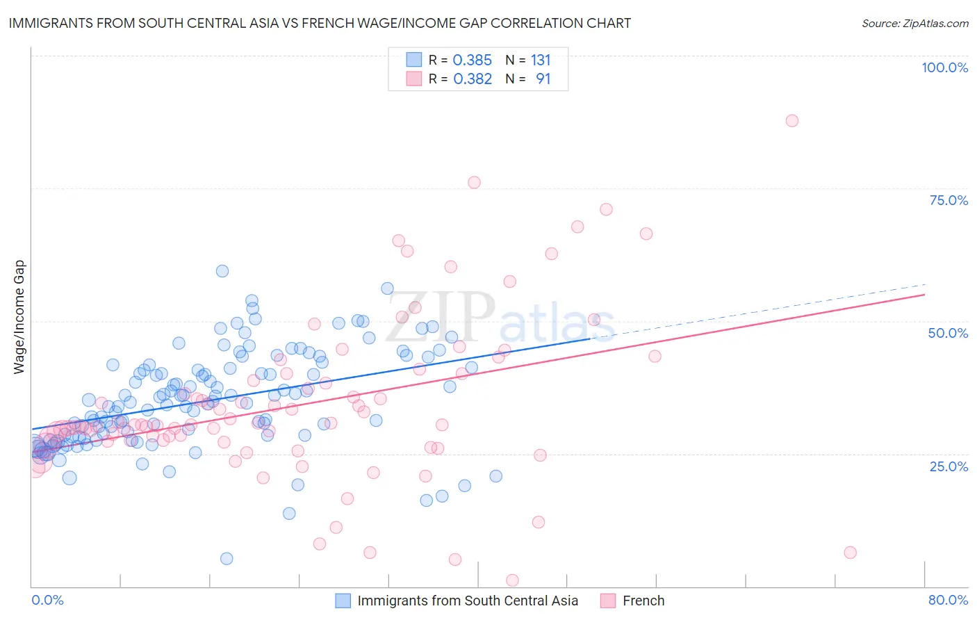 Immigrants from South Central Asia vs French Wage/Income Gap