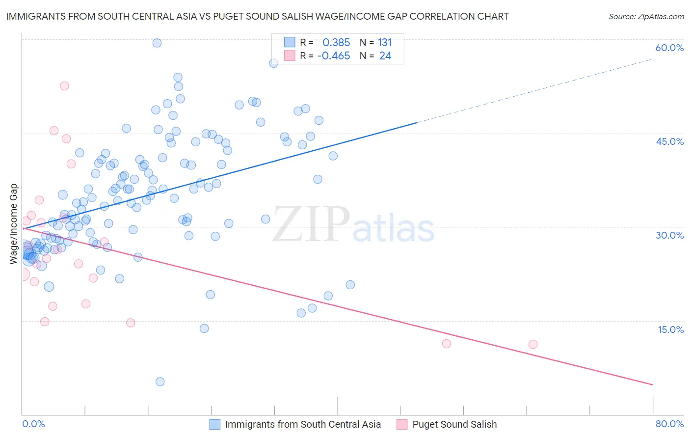 Immigrants from South Central Asia vs Puget Sound Salish Wage/Income Gap