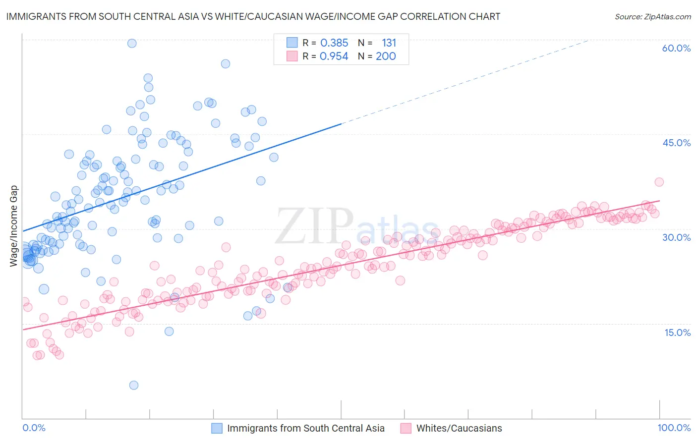 Immigrants from South Central Asia vs White/Caucasian Wage/Income Gap