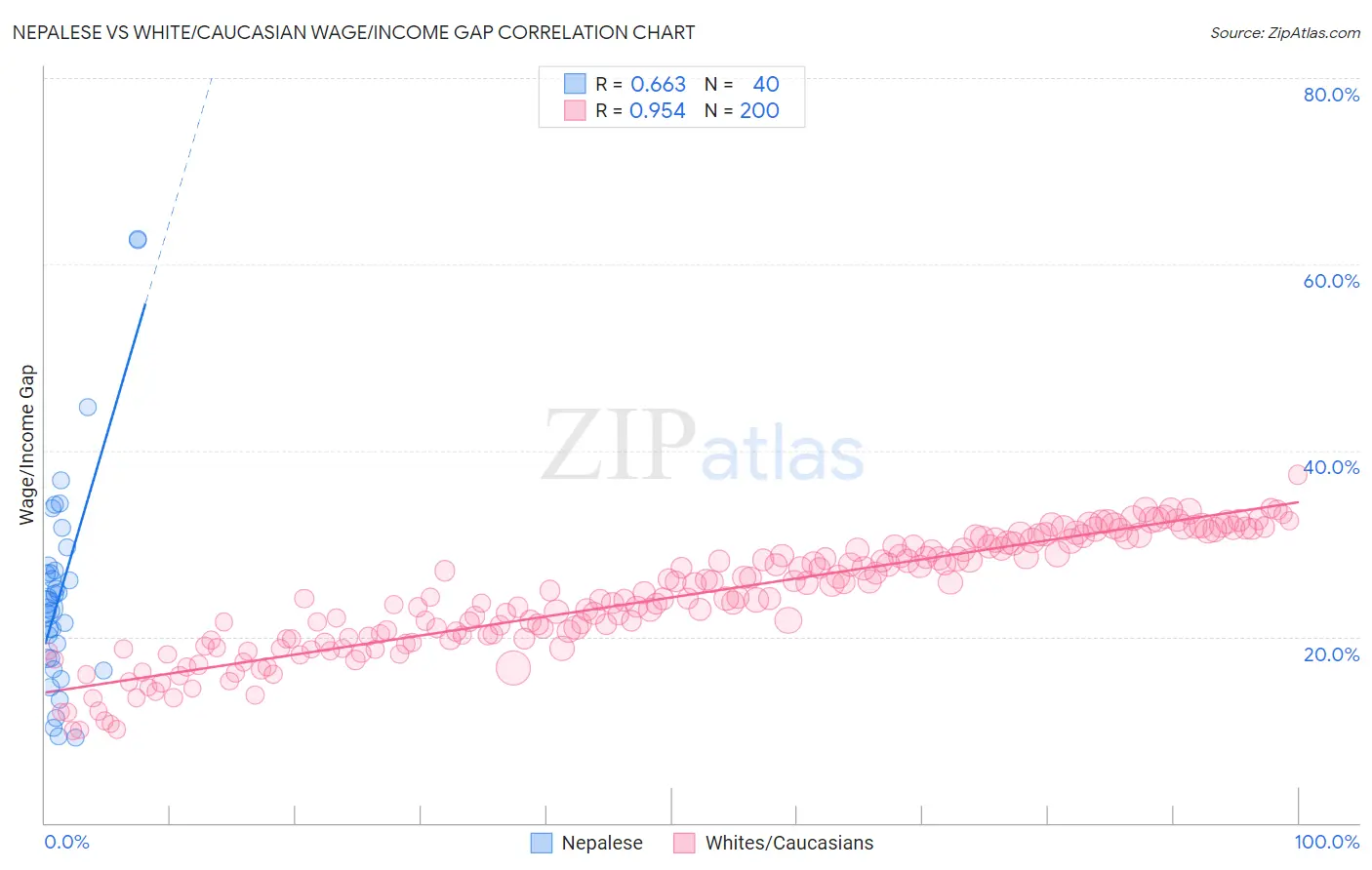 Nepalese vs White/Caucasian Wage/Income Gap