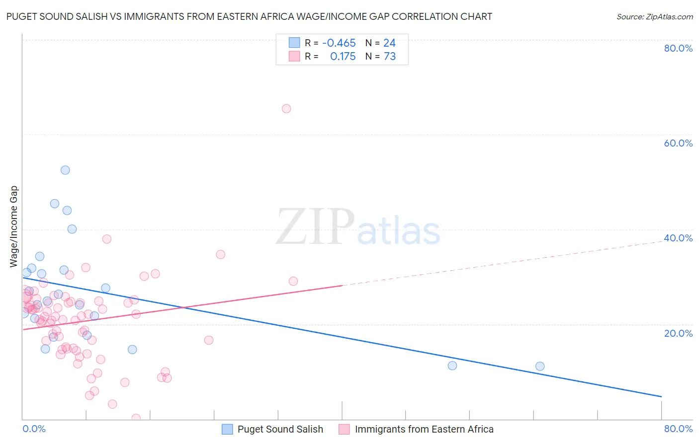 Puget Sound Salish vs Immigrants from Eastern Africa Wage/Income Gap