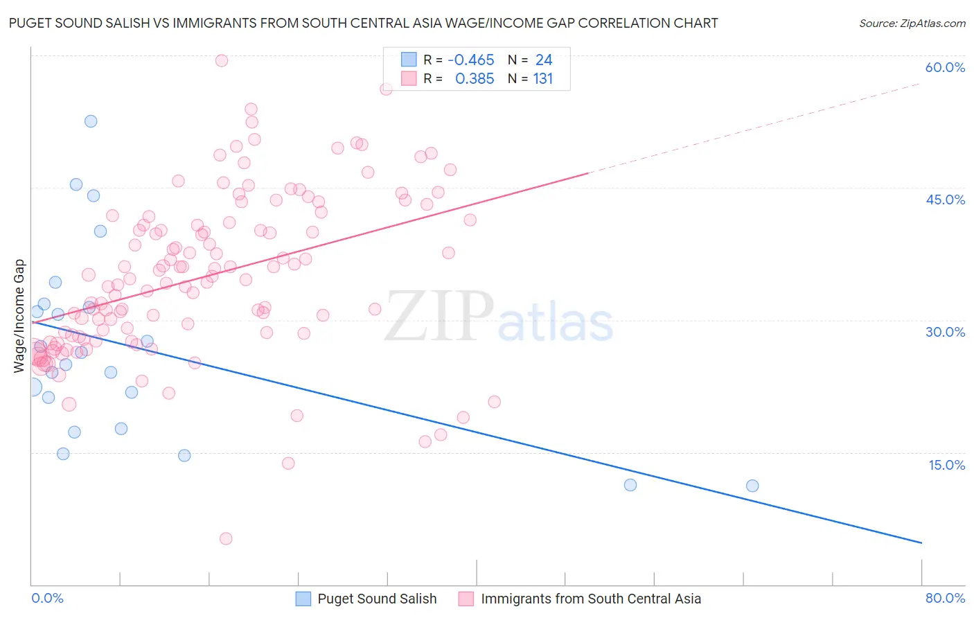 Puget Sound Salish vs Immigrants from South Central Asia Wage/Income Gap