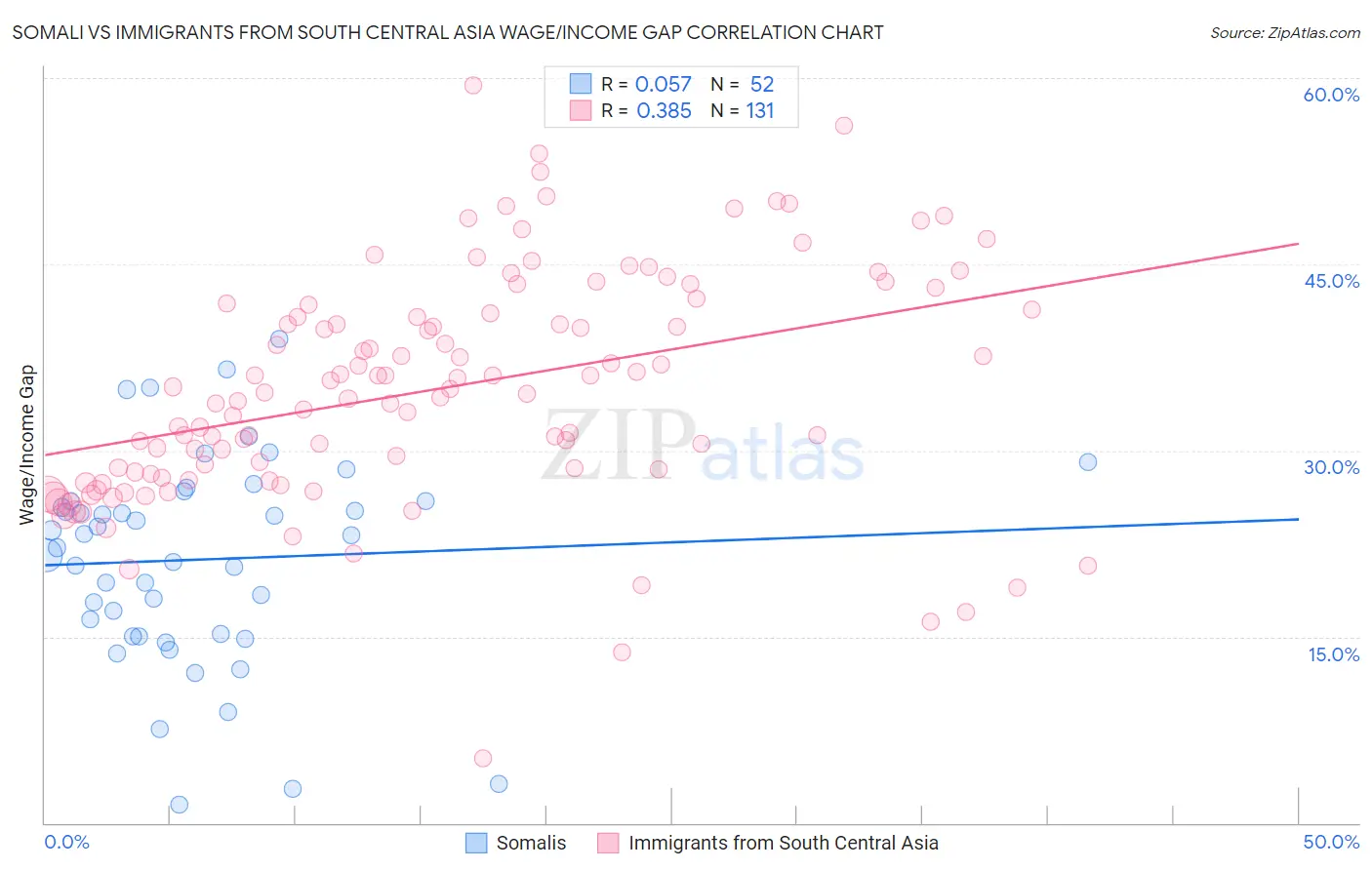 Somali vs Immigrants from South Central Asia Wage/Income Gap