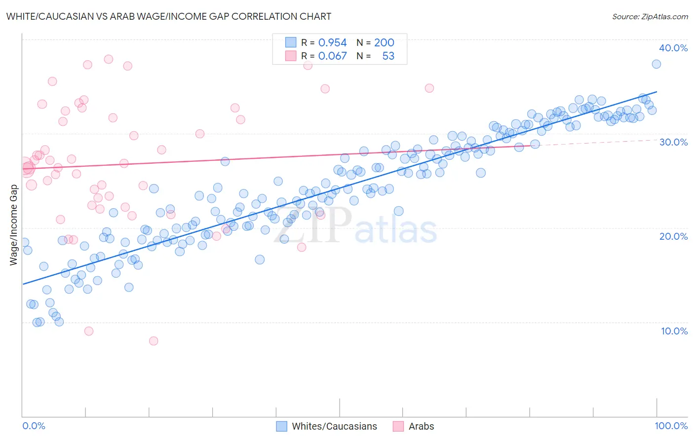 White/Caucasian vs Arab Wage/Income Gap