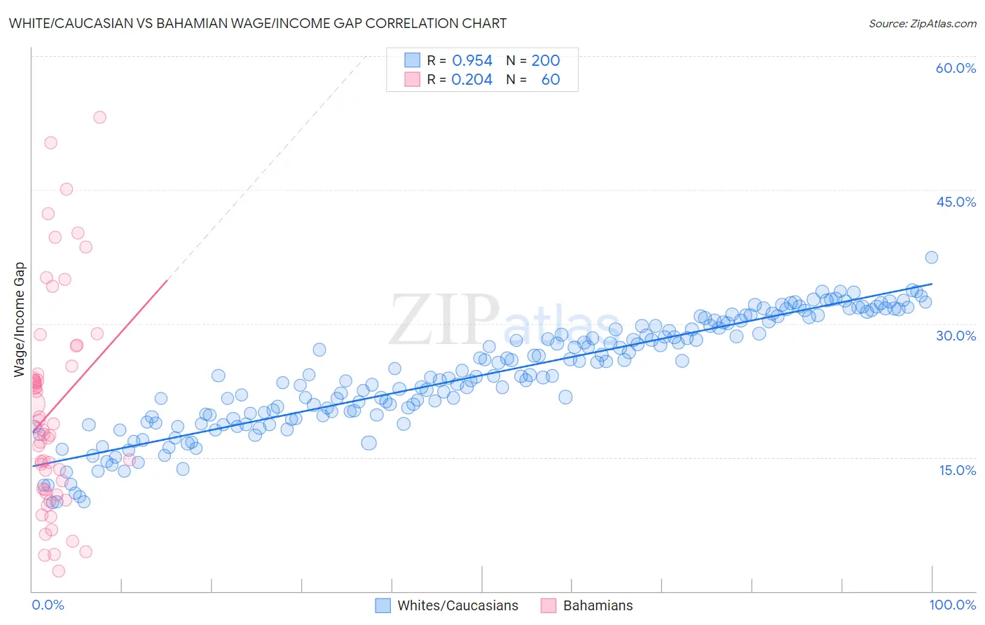 White/Caucasian vs Bahamian Wage/Income Gap