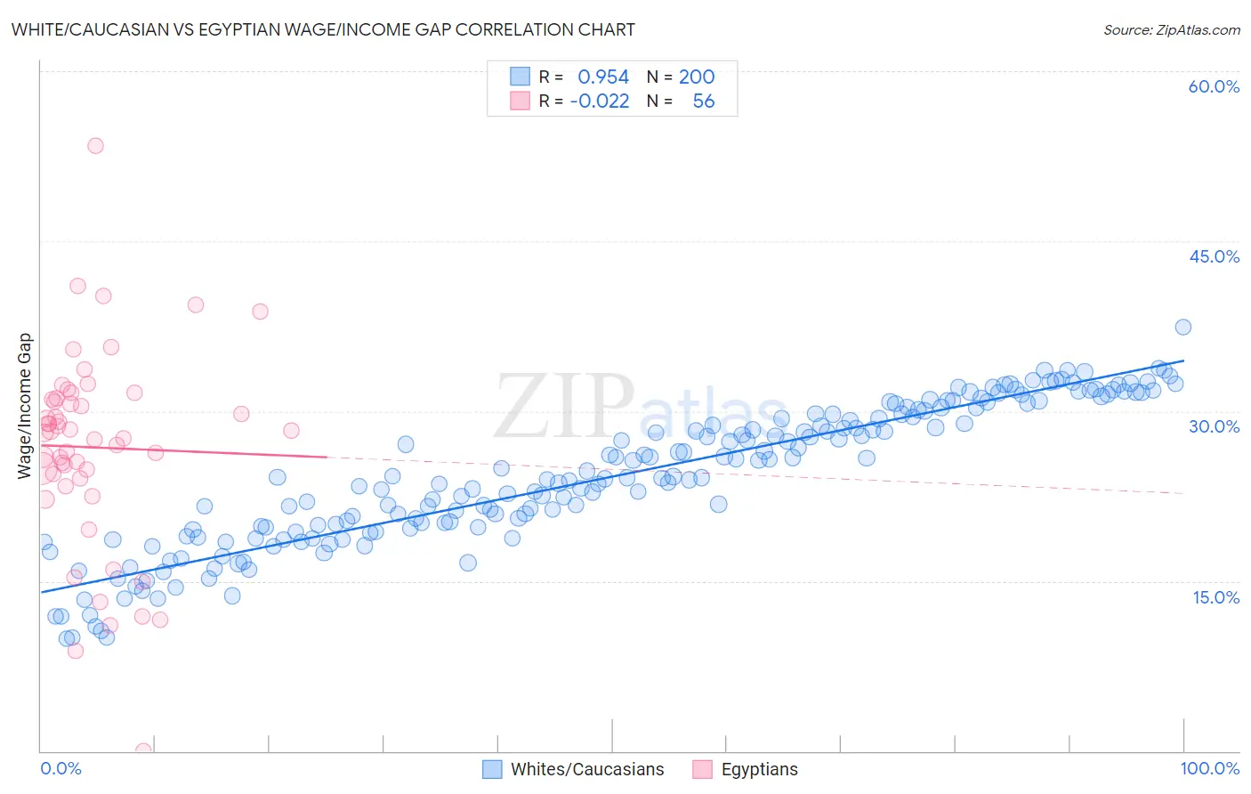 White/Caucasian vs Egyptian Wage/Income Gap