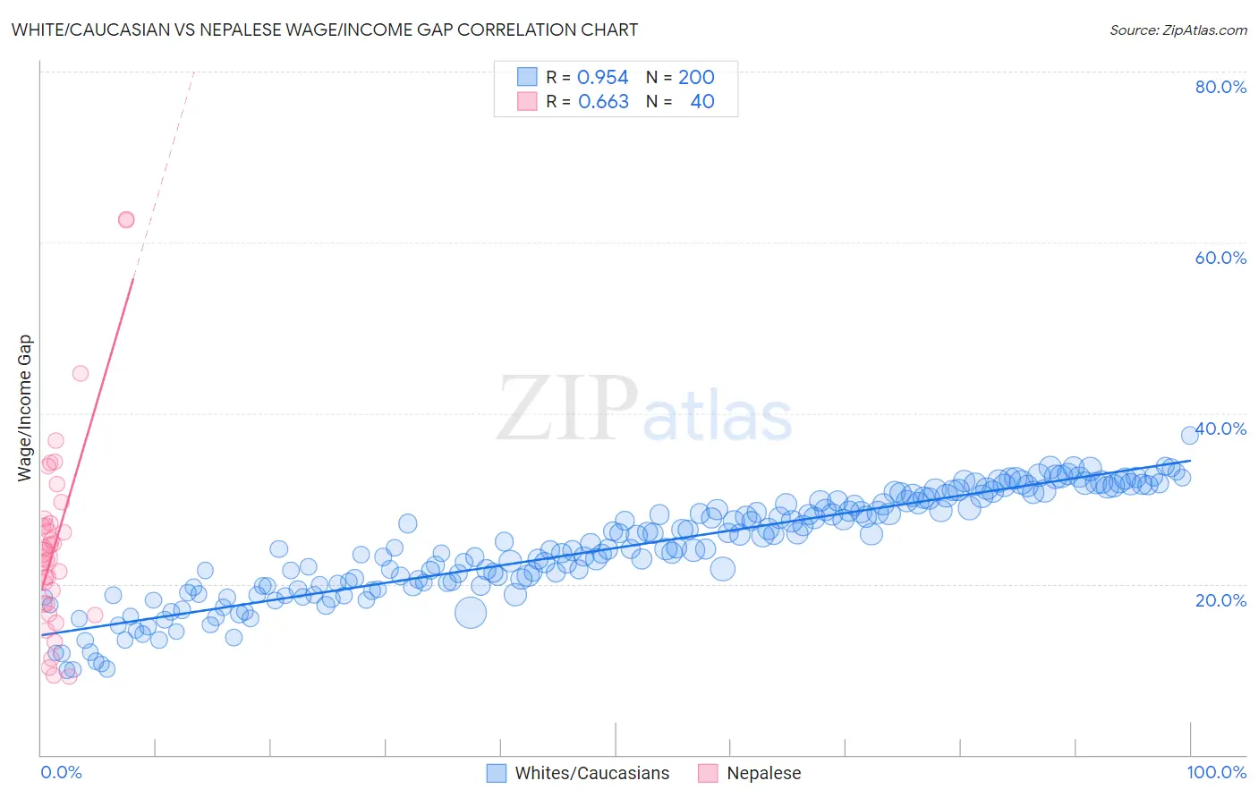 White/Caucasian vs Nepalese Wage/Income Gap