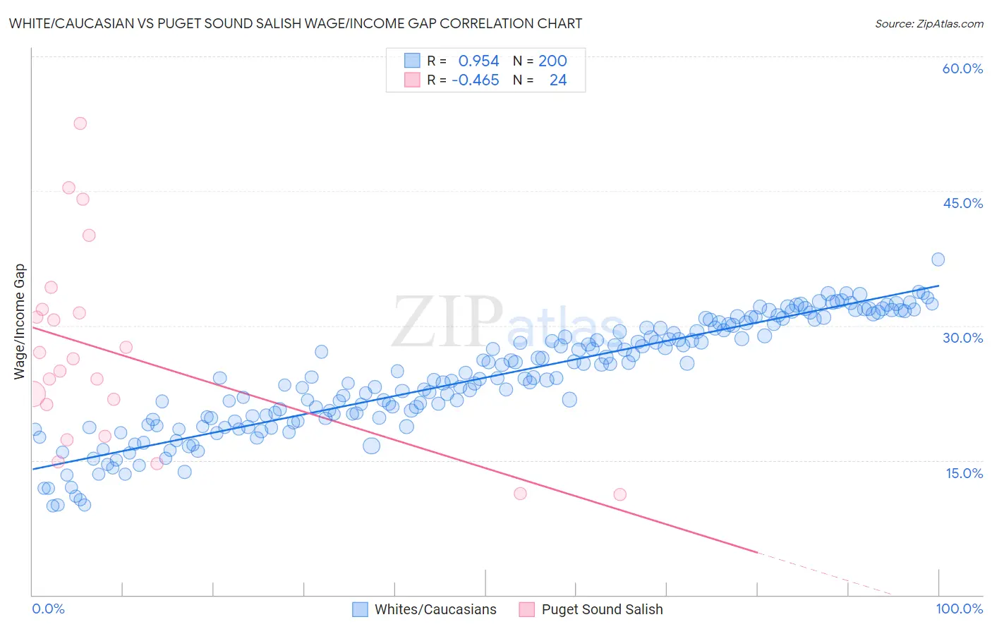 White/Caucasian vs Puget Sound Salish Wage/Income Gap