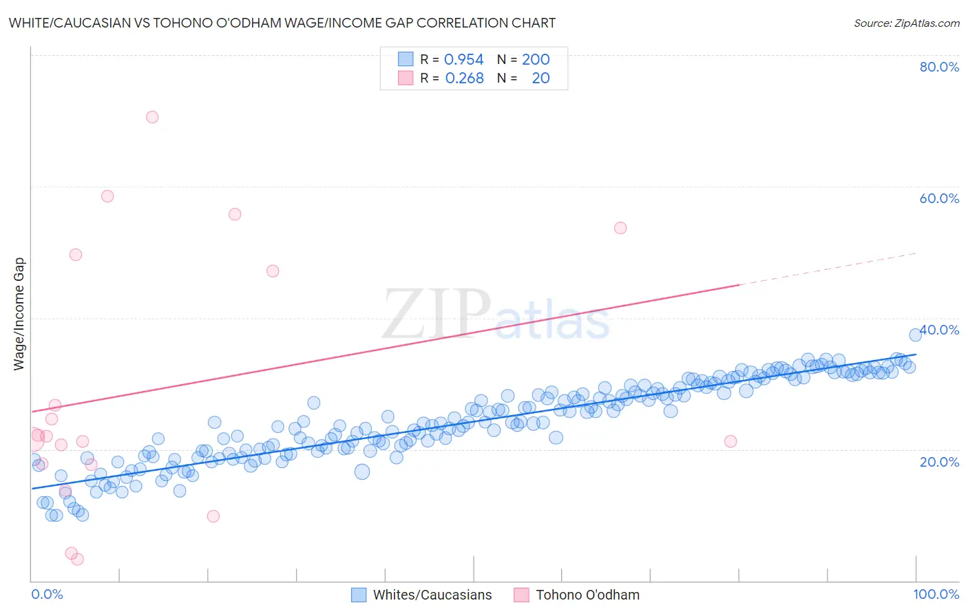 White/Caucasian vs Tohono O'odham Wage/Income Gap