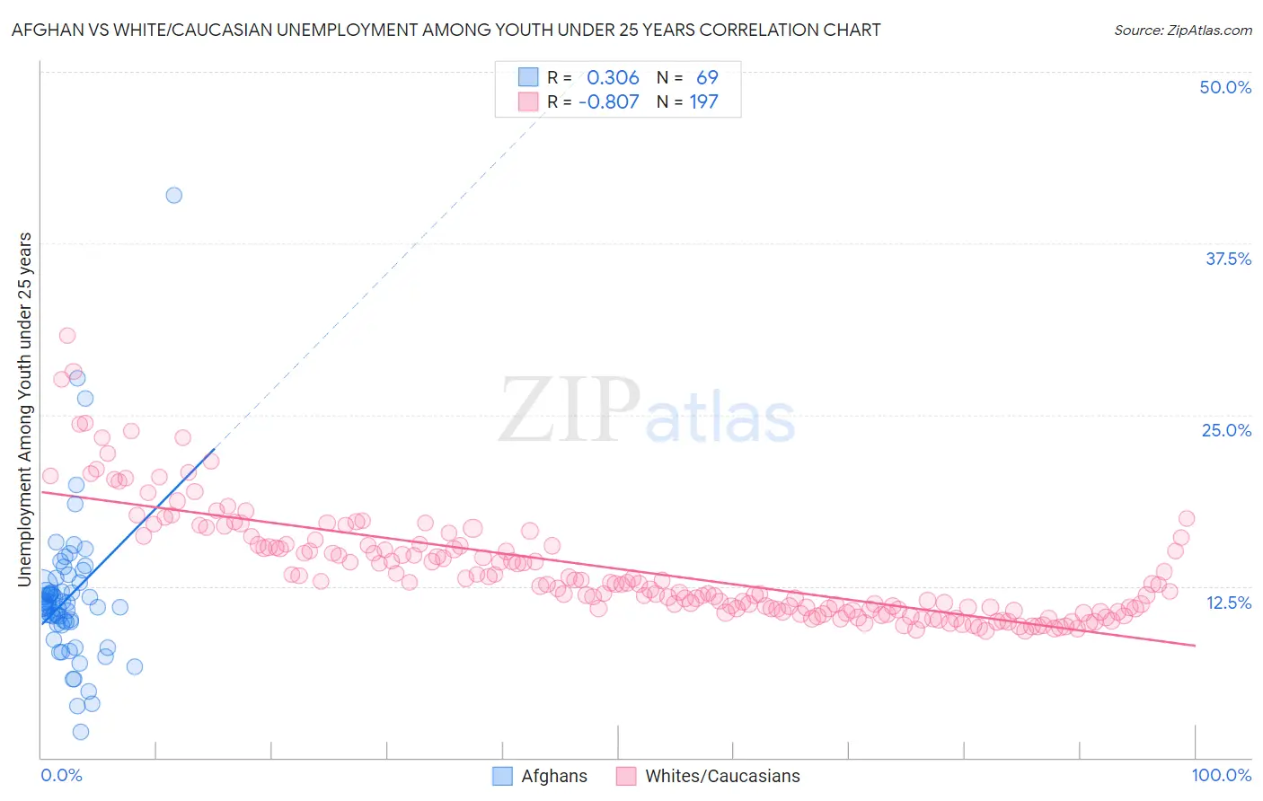 Afghan vs White/Caucasian Unemployment Among Youth under 25 years