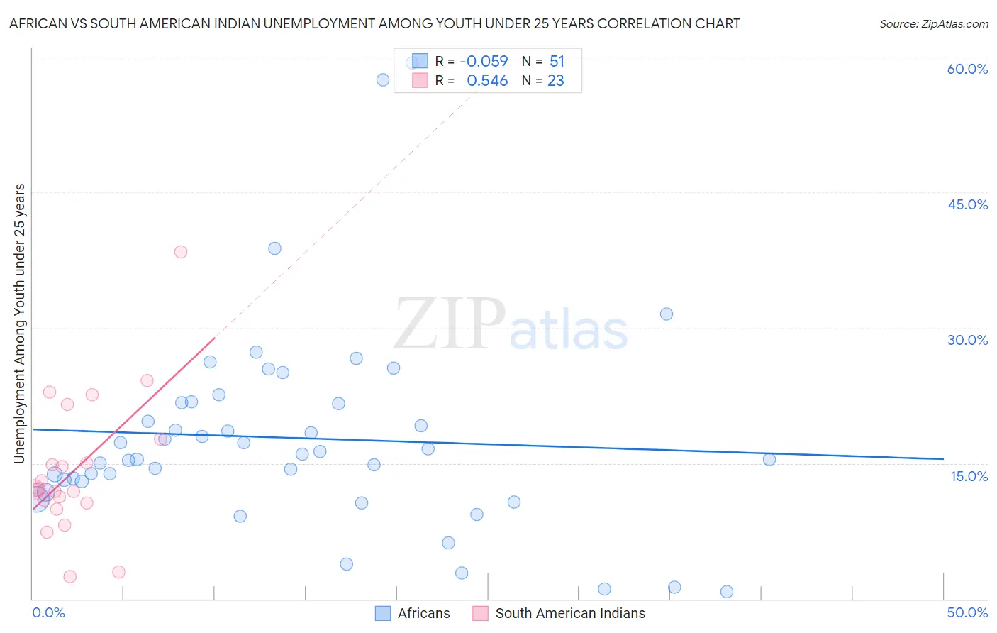 African vs South American Indian Unemployment Among Youth under 25 years