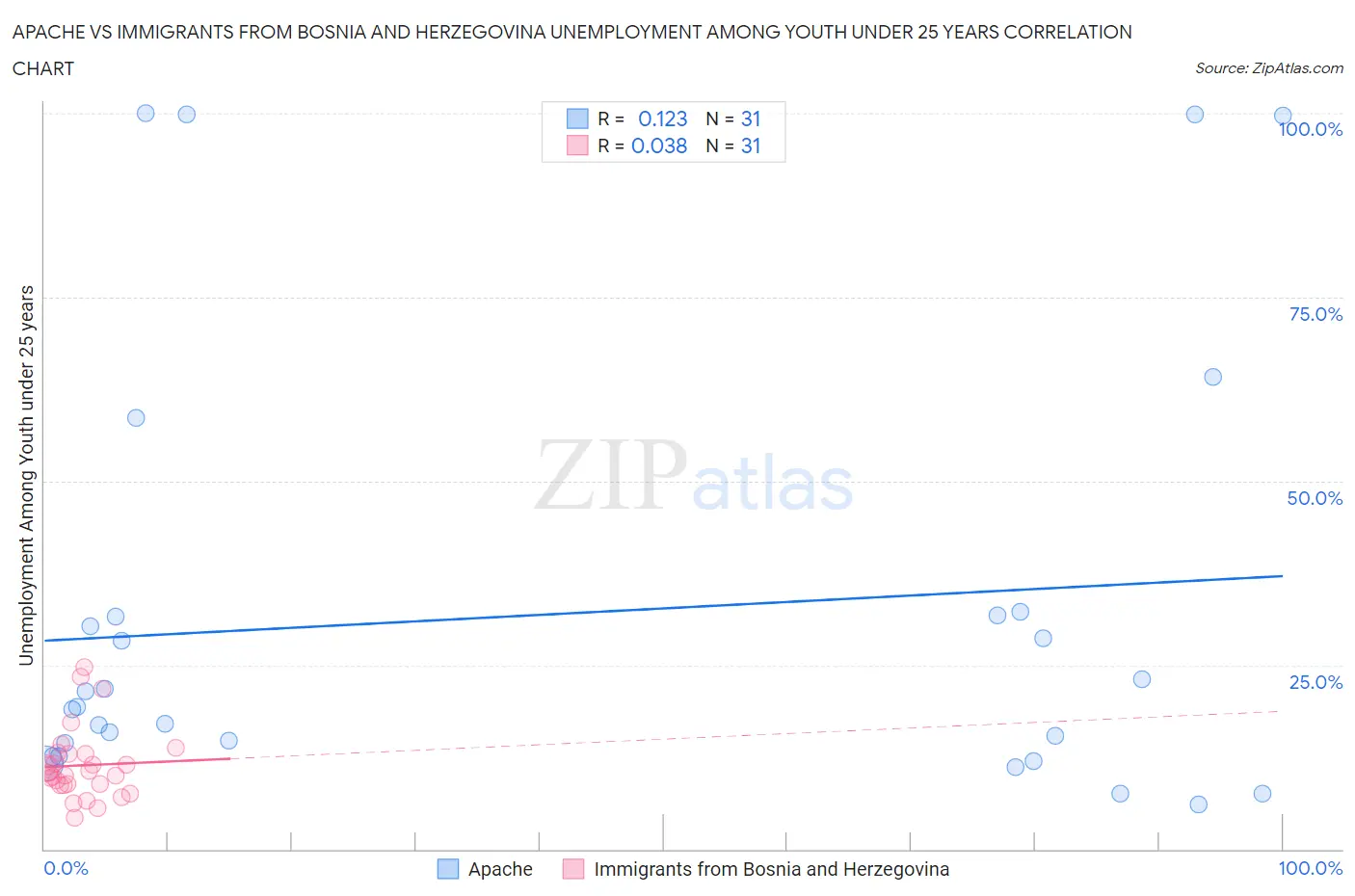 Apache vs Immigrants from Bosnia and Herzegovina Unemployment Among Youth under 25 years