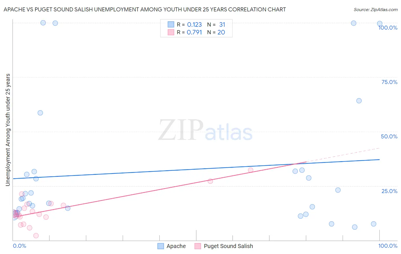 Apache vs Puget Sound Salish Unemployment Among Youth under 25 years