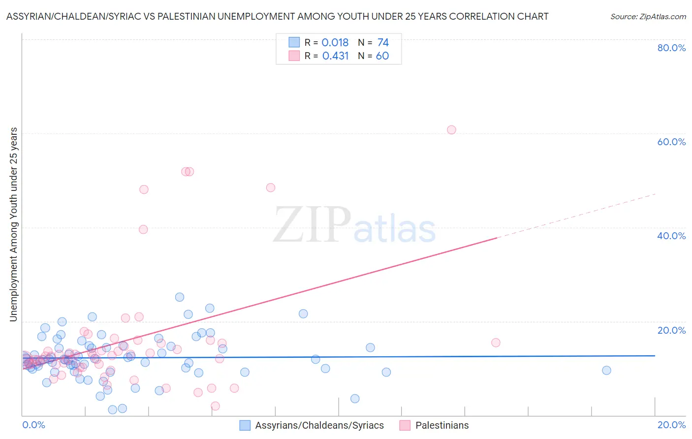 Assyrian/Chaldean/Syriac vs Palestinian Unemployment Among Youth under 25 years