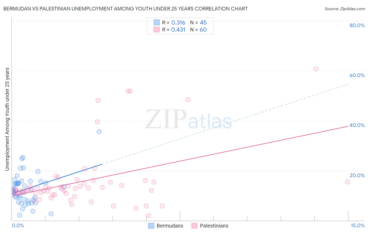 Bermudan vs Palestinian Unemployment Among Youth under 25 years