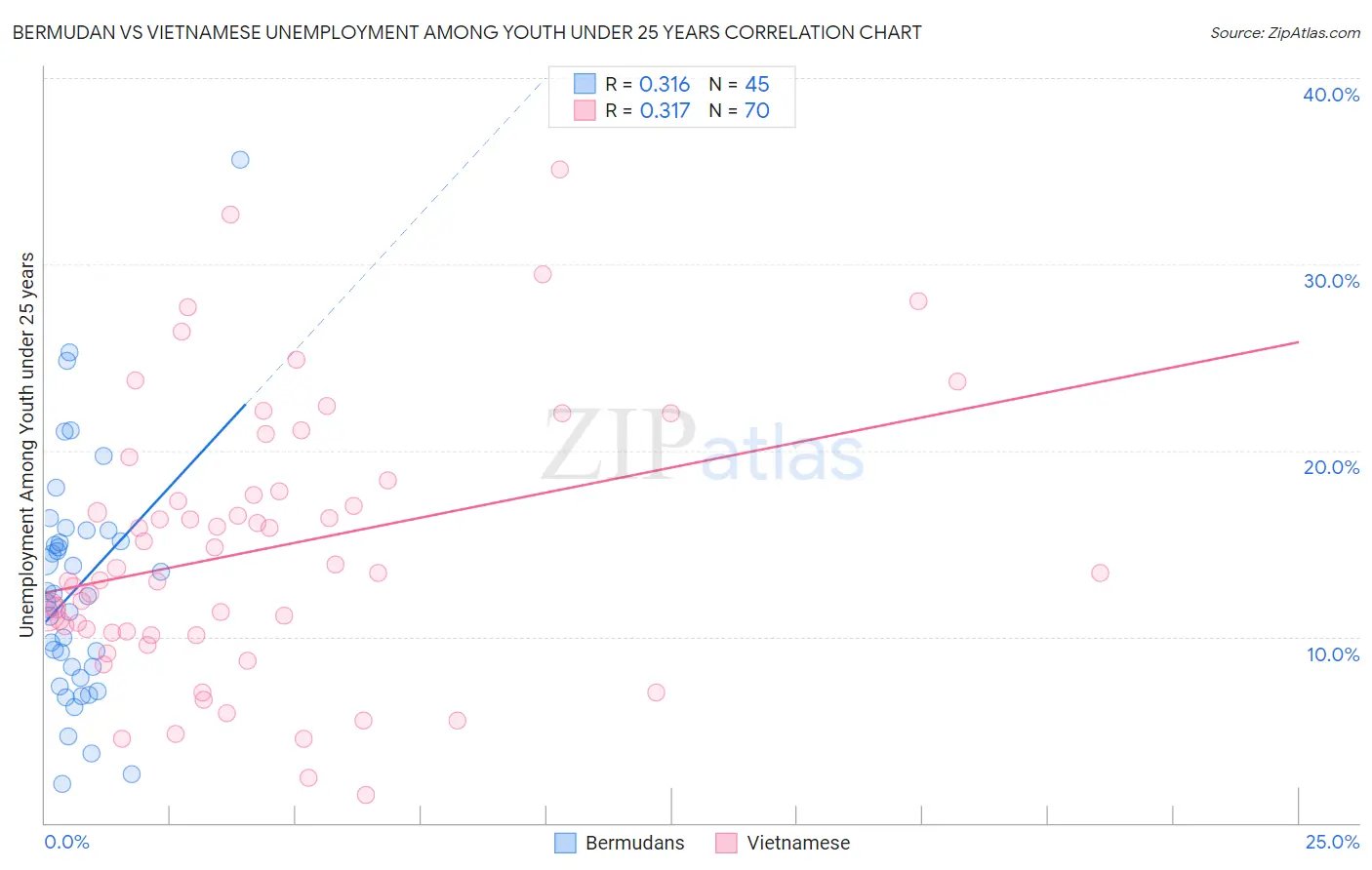 Bermudan vs Vietnamese Unemployment Among Youth under 25 years