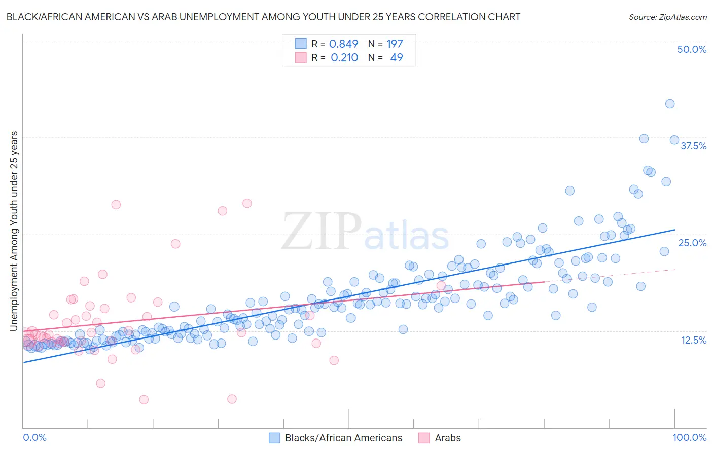 Black/African American vs Arab Unemployment Among Youth under 25 years