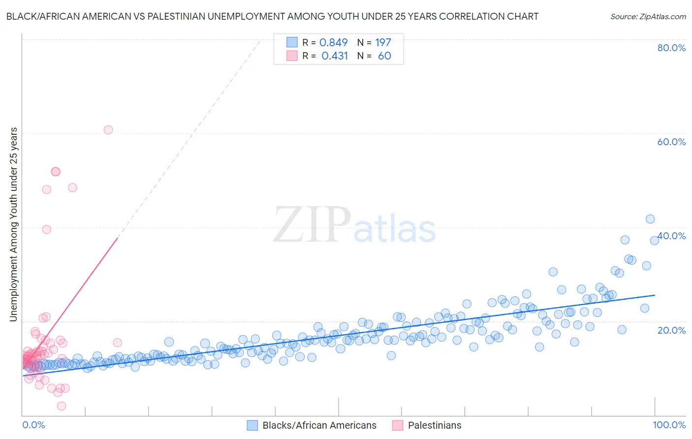 Black/African American vs Palestinian Unemployment Among Youth under 25 years