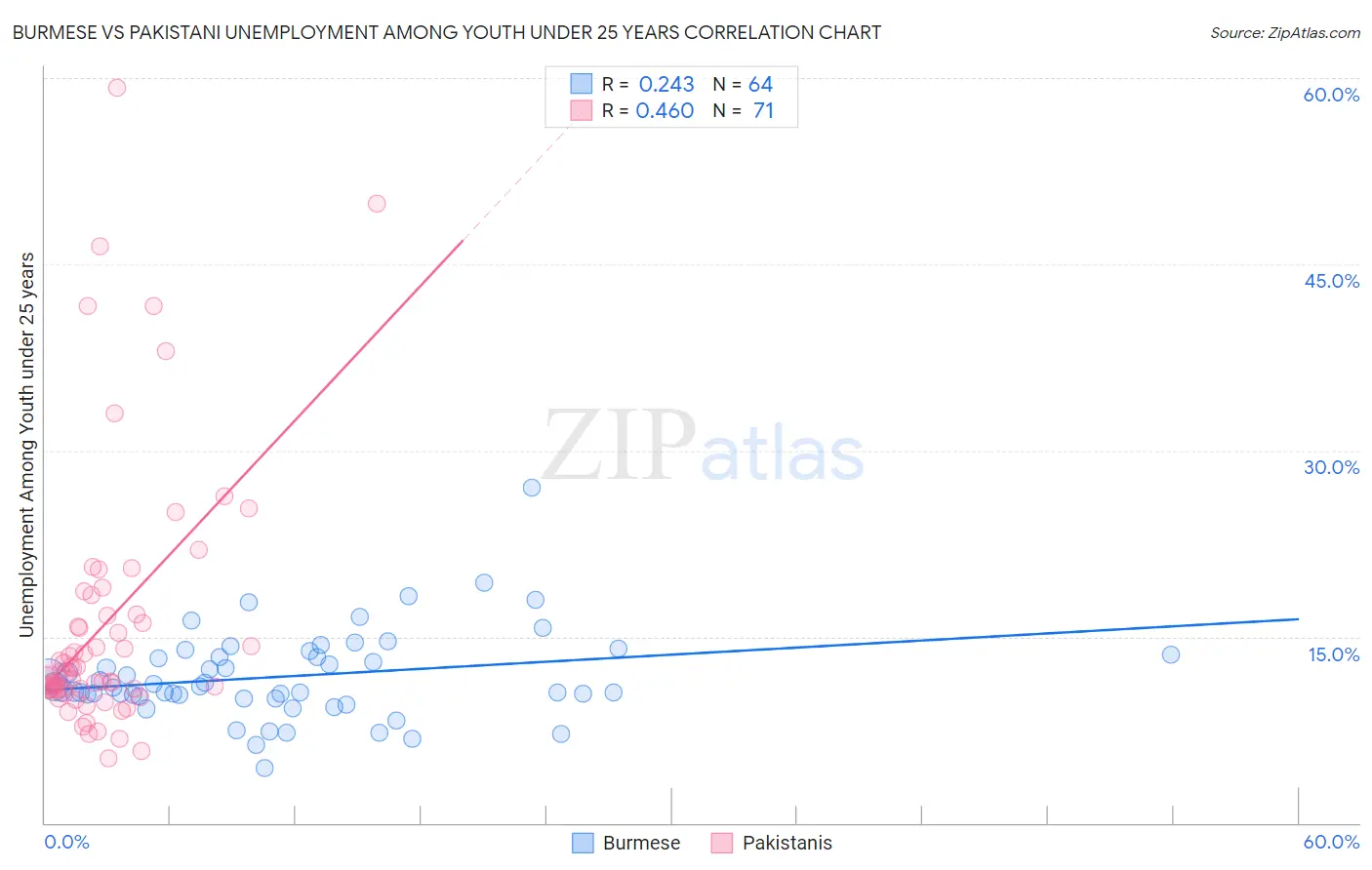 Burmese vs Pakistani Unemployment Among Youth under 25 years