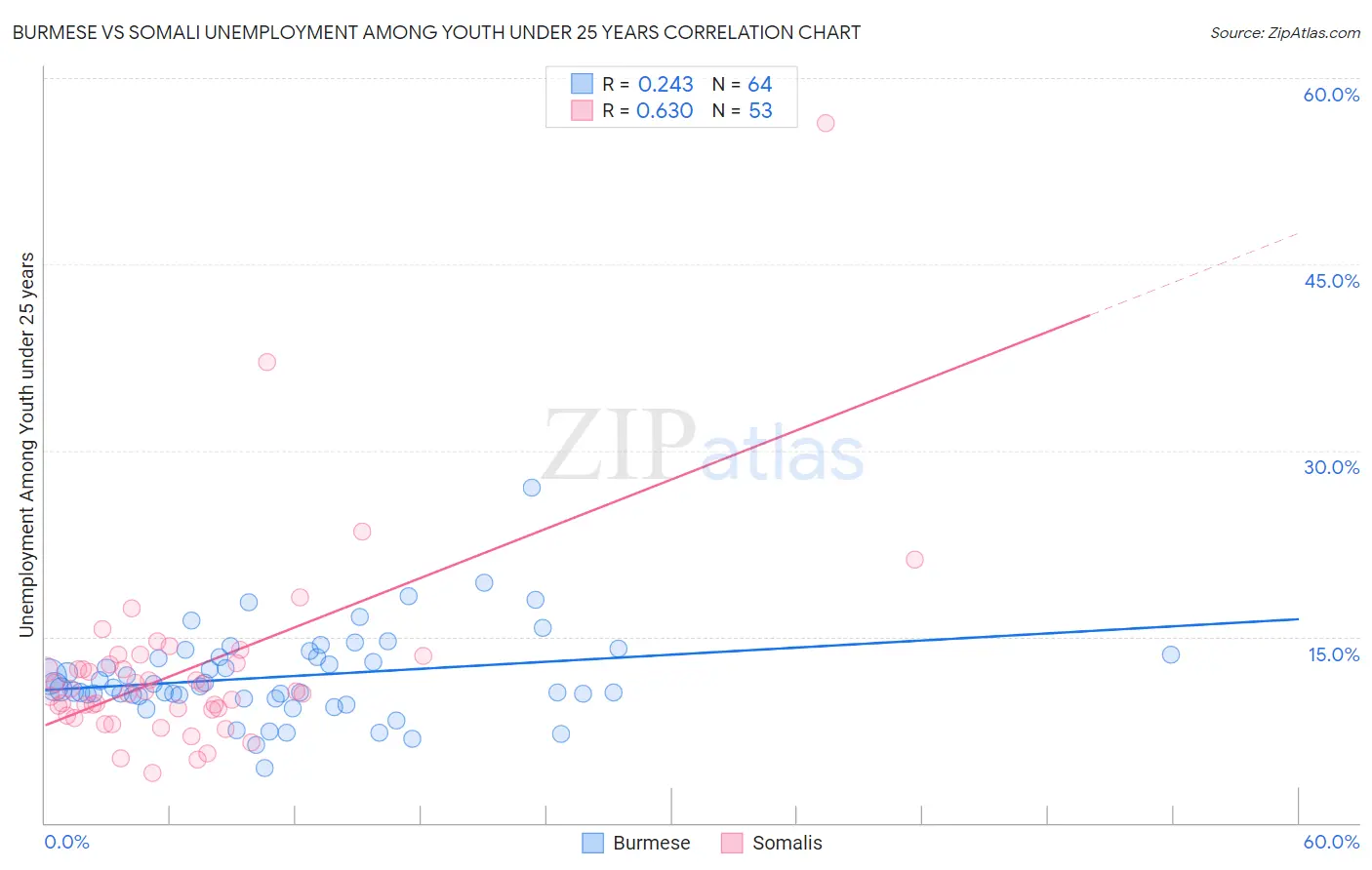 Burmese vs Somali Unemployment Among Youth under 25 years