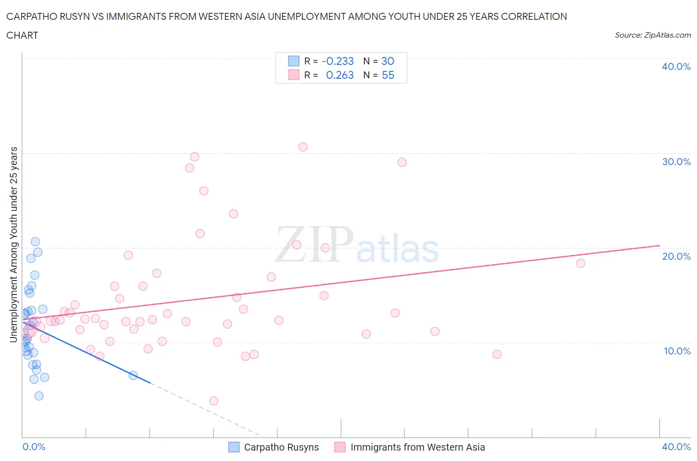 Carpatho Rusyn vs Immigrants from Western Asia Unemployment Among Youth under 25 years