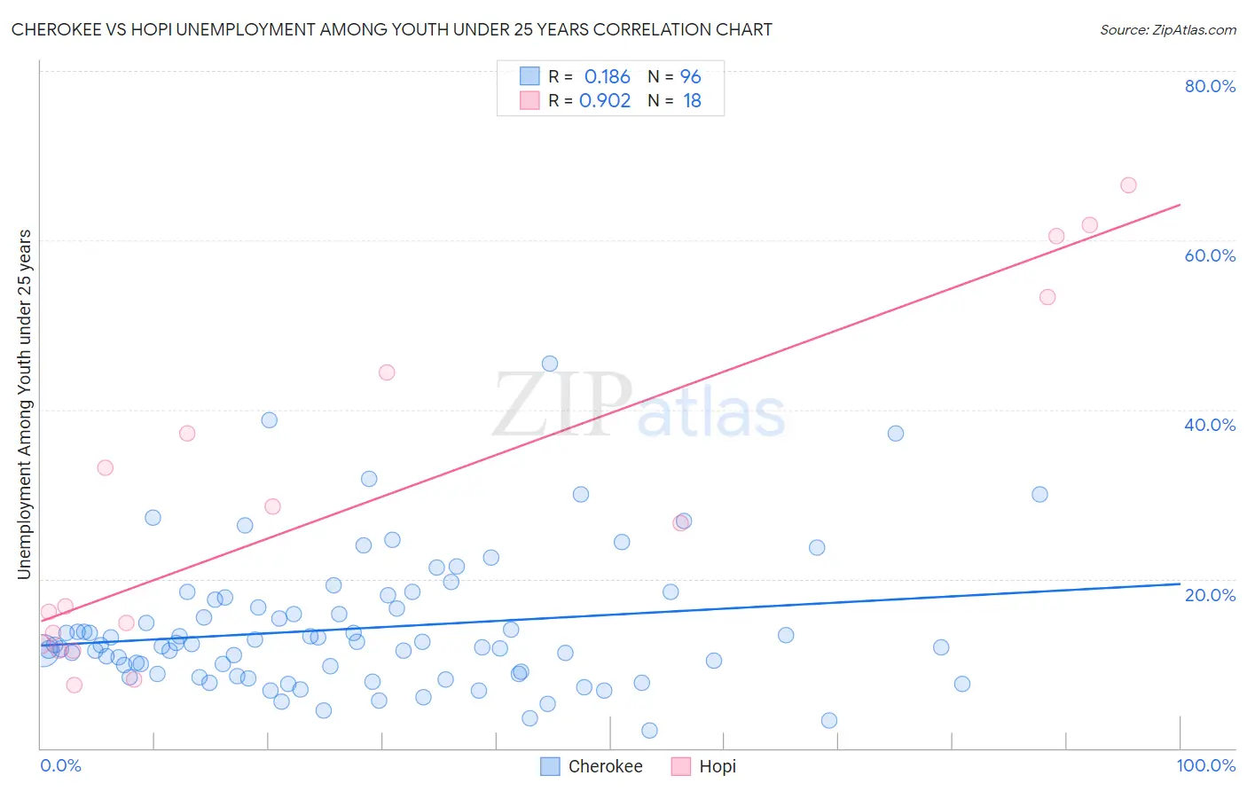 Cherokee vs Hopi Unemployment Among Youth under 25 years