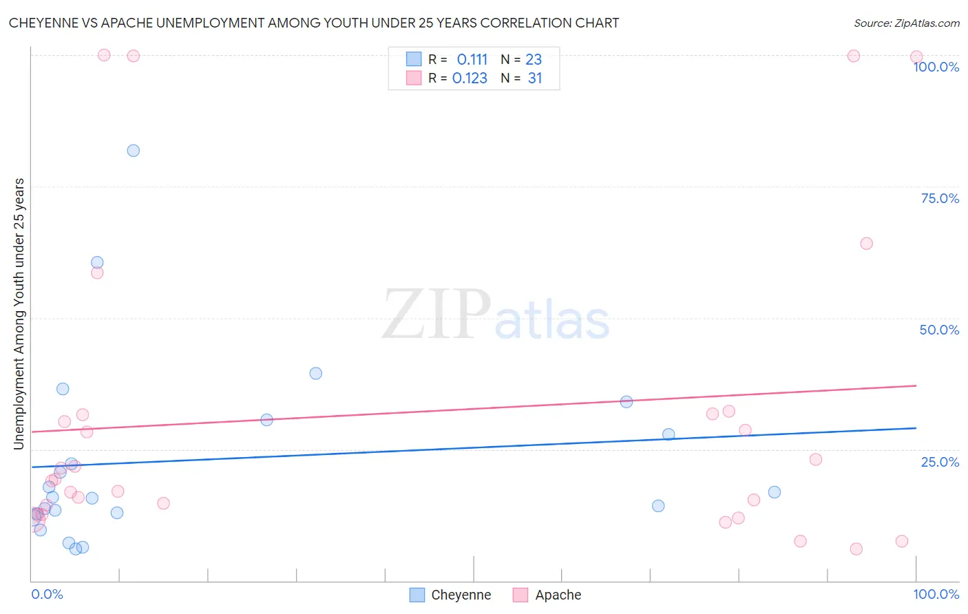 Cheyenne vs Apache Unemployment Among Youth under 25 years