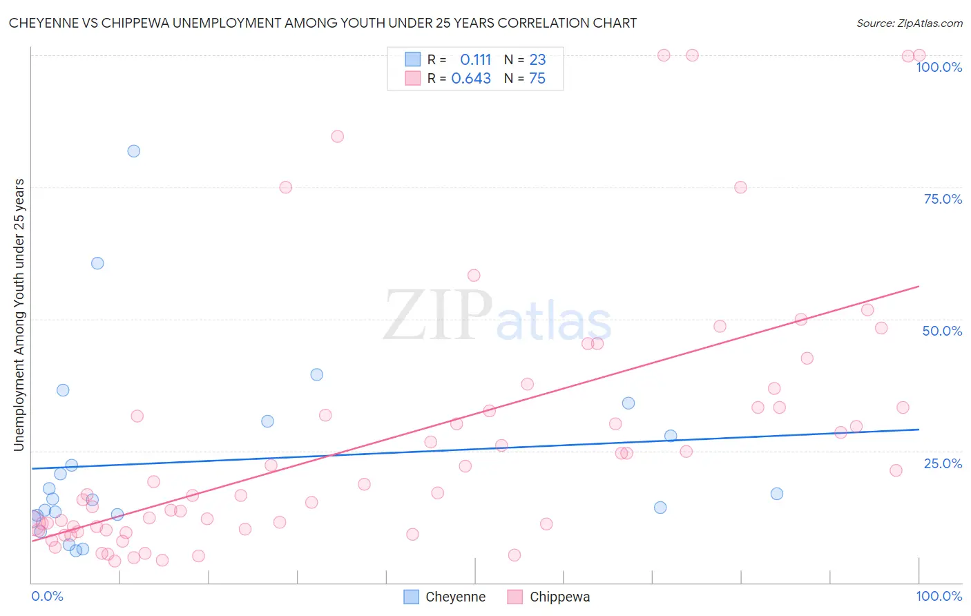 Cheyenne vs Chippewa Unemployment Among Youth under 25 years