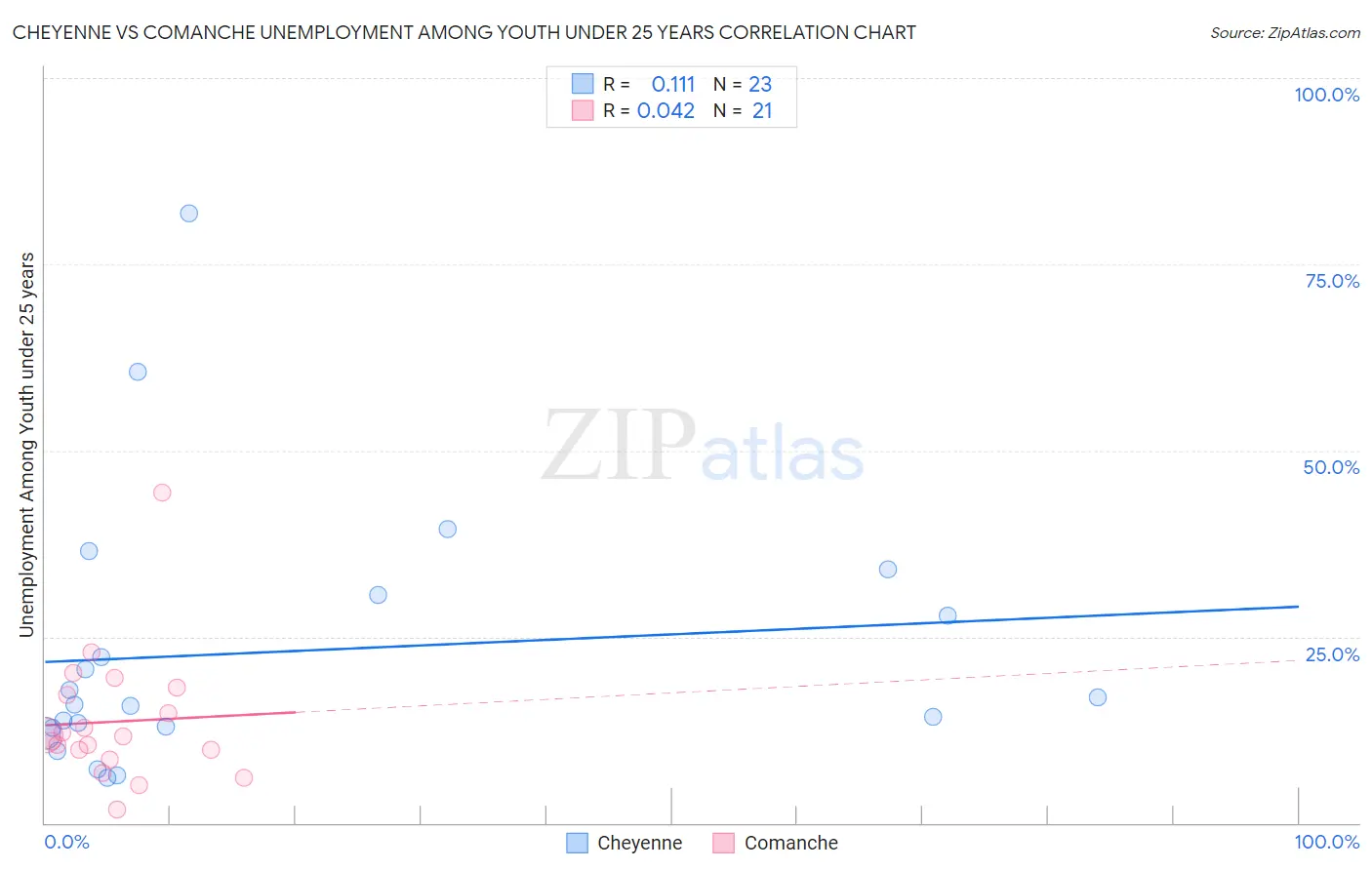 Cheyenne vs Comanche Unemployment Among Youth under 25 years