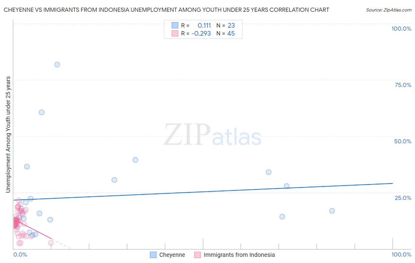 Cheyenne vs Immigrants from Indonesia Unemployment Among Youth under 25 years