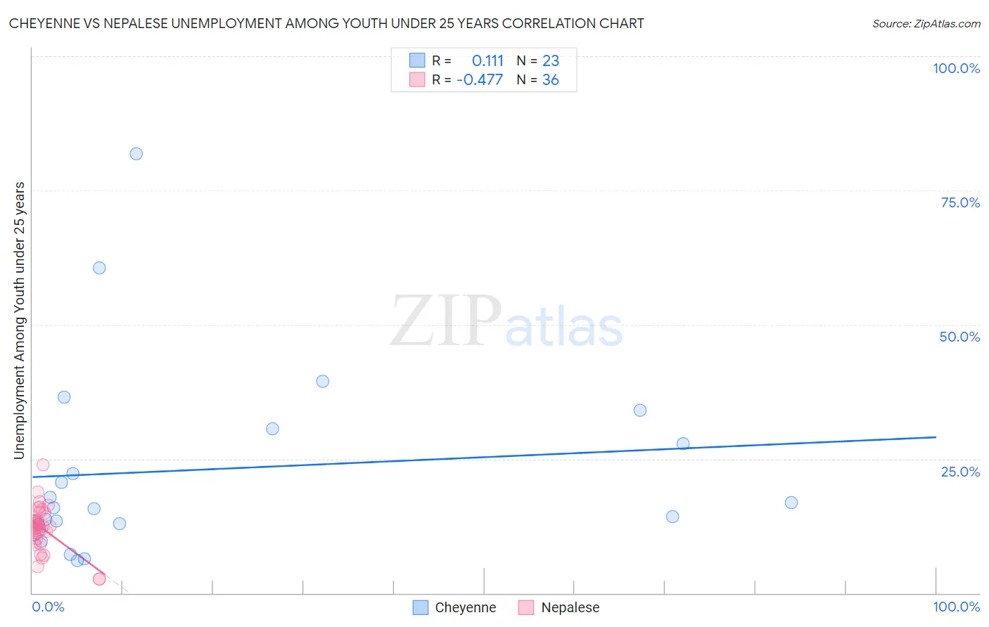 Cheyenne vs Nepalese Unemployment Among Youth under 25 years