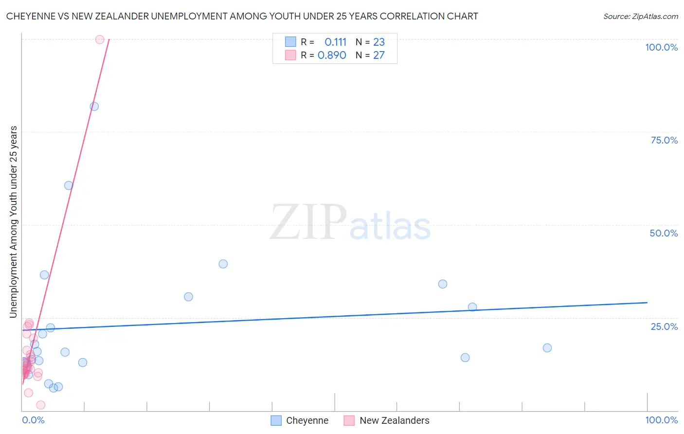 Cheyenne vs New Zealander Unemployment Among Youth under 25 years