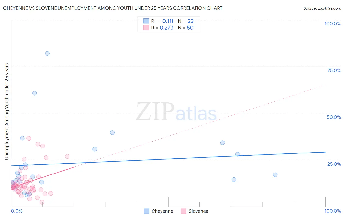 Cheyenne vs Slovene Unemployment Among Youth under 25 years