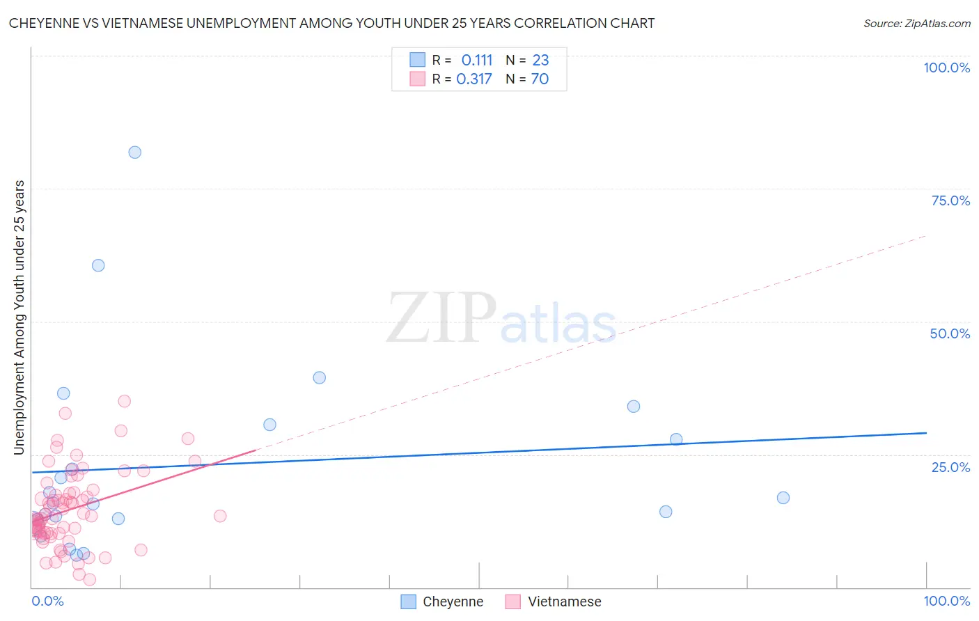 Cheyenne vs Vietnamese Unemployment Among Youth under 25 years