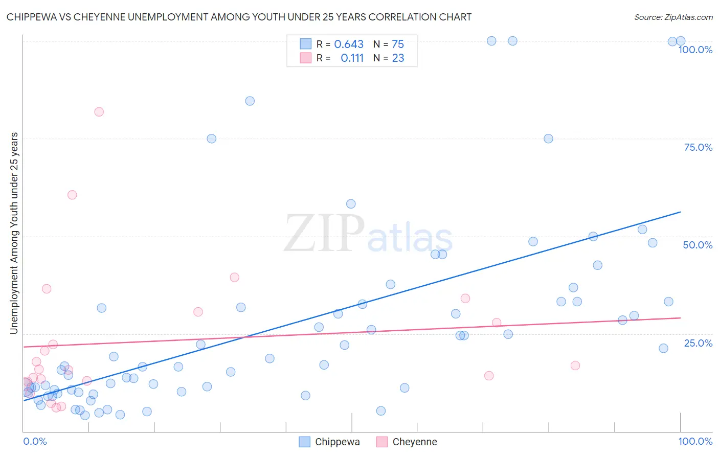 Chippewa vs Cheyenne Unemployment Among Youth under 25 years