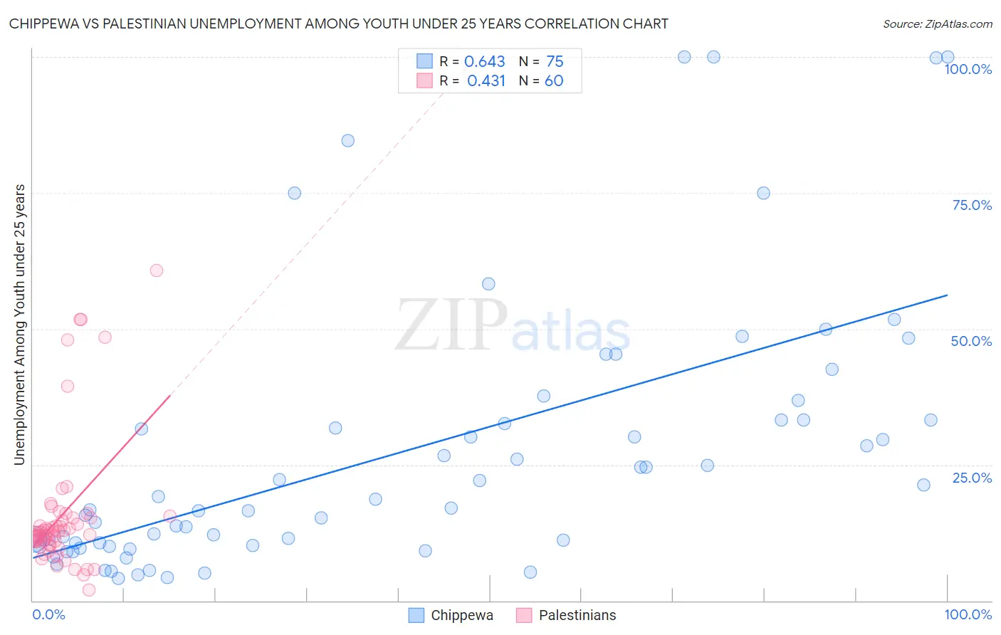 Chippewa vs Palestinian Unemployment Among Youth under 25 years