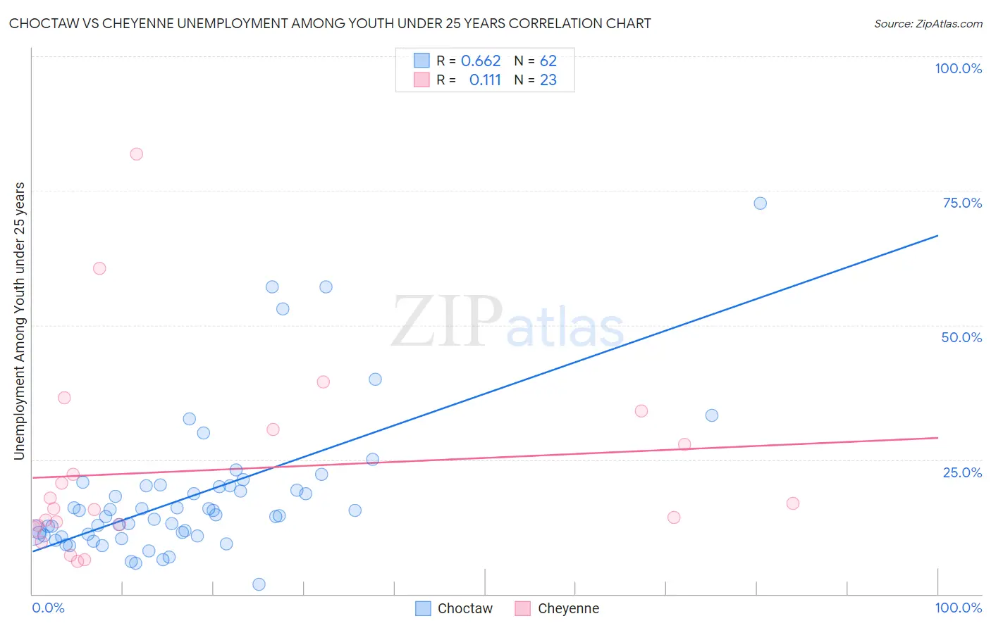 Choctaw vs Cheyenne Unemployment Among Youth under 25 years
