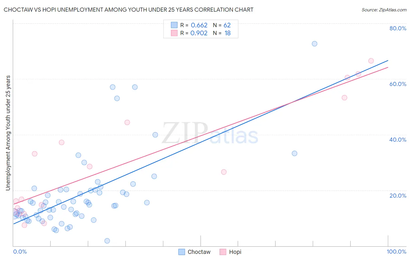 Choctaw vs Hopi Unemployment Among Youth under 25 years